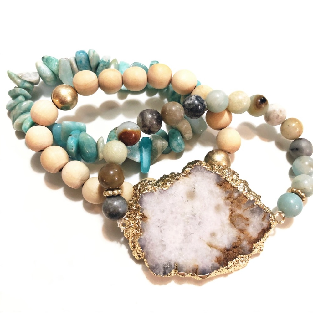 Geode Stone Bracelet Set